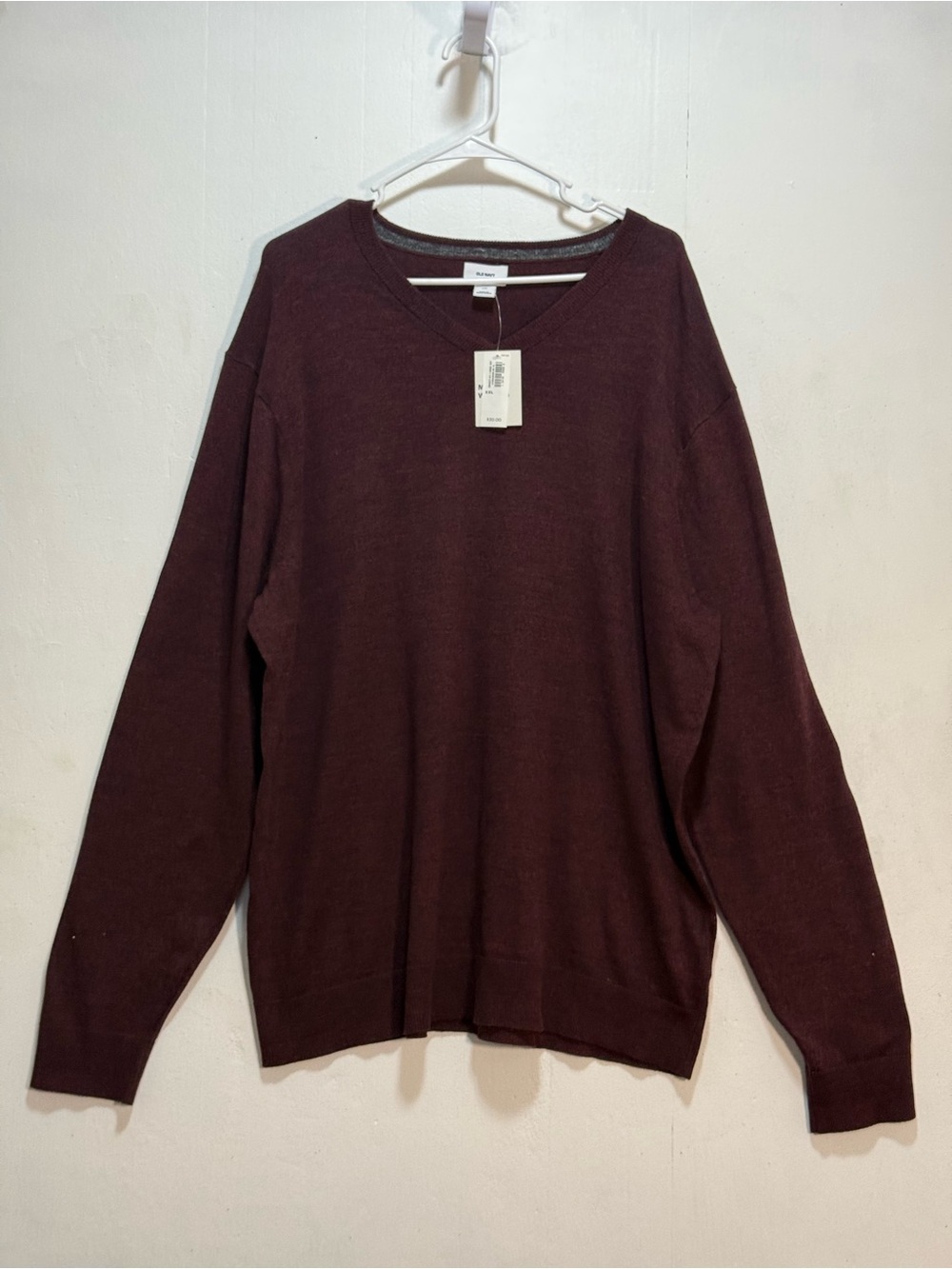 Old Navy Men's V-Neck Sweater in Deep Burgundy Sz XXL